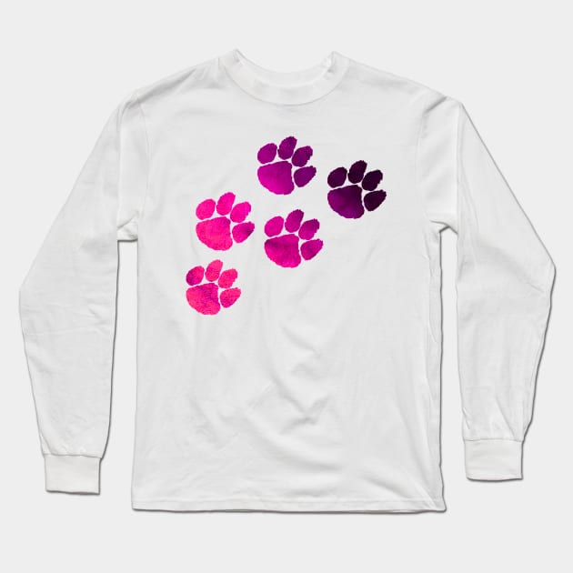 Pink Pawprints Design Long Sleeve T-Shirt by StylishTayla